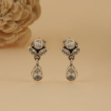 Load image into Gallery viewer, Silver Teardrop Zircon Studs
