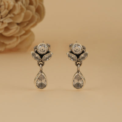 Silver Teardrop Zircon Studs