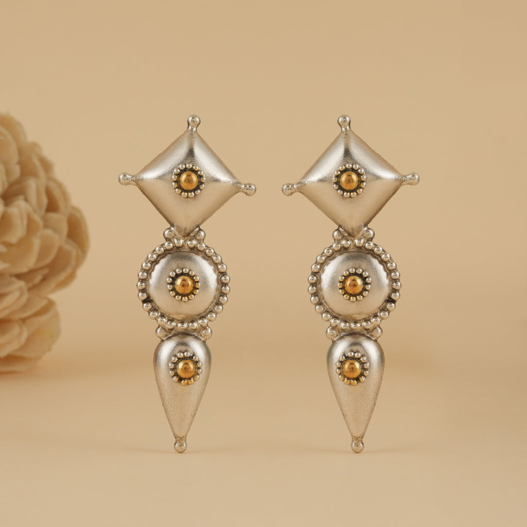 Dual Tone Dana Art Layered Earrings