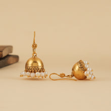 Load image into Gallery viewer, Goldplated Silver Jhumkis with Pearl Drops