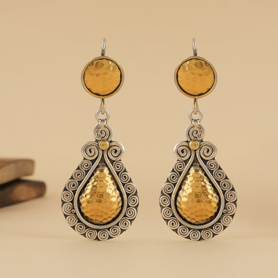 Dual Tone Drop Earrings