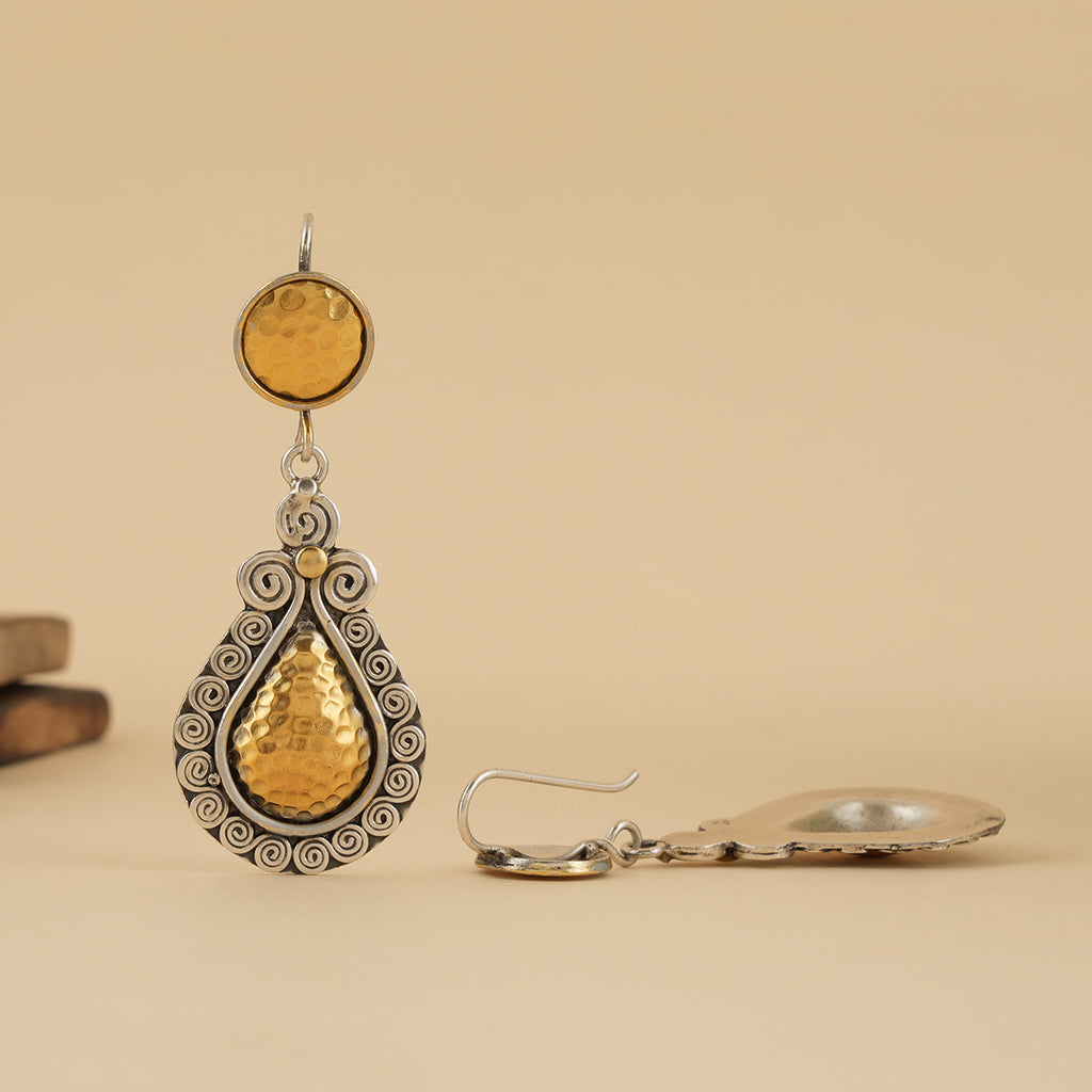 Dual Tone Drop Earrings
