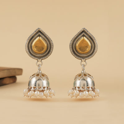 Dual Tone Drop Studs Jhumkis