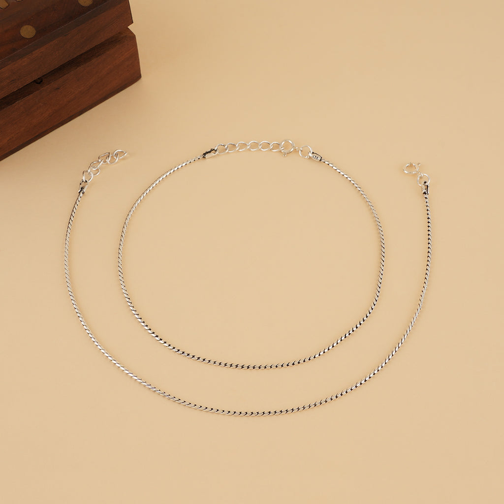 Silver Snake Chain Anklet (Single)