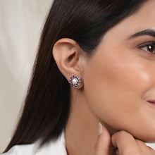 Load image into Gallery viewer, Mini Silver Pearl &amp; Ruby Studs