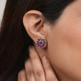 Ruby Bloom Stud Earrings