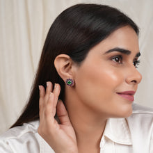 Load image into Gallery viewer, Ruby &amp; Emerald Bloom Stud Earrings