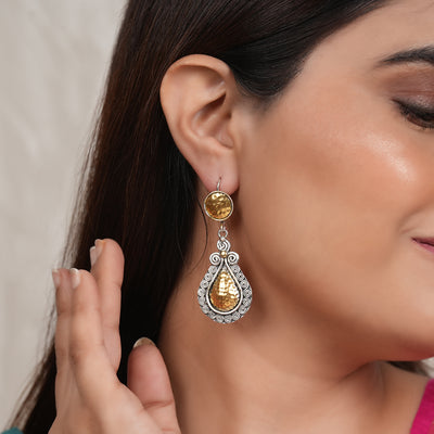 Dual Tone Drop Earrings