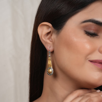 Dual Tone Hammered Earrings