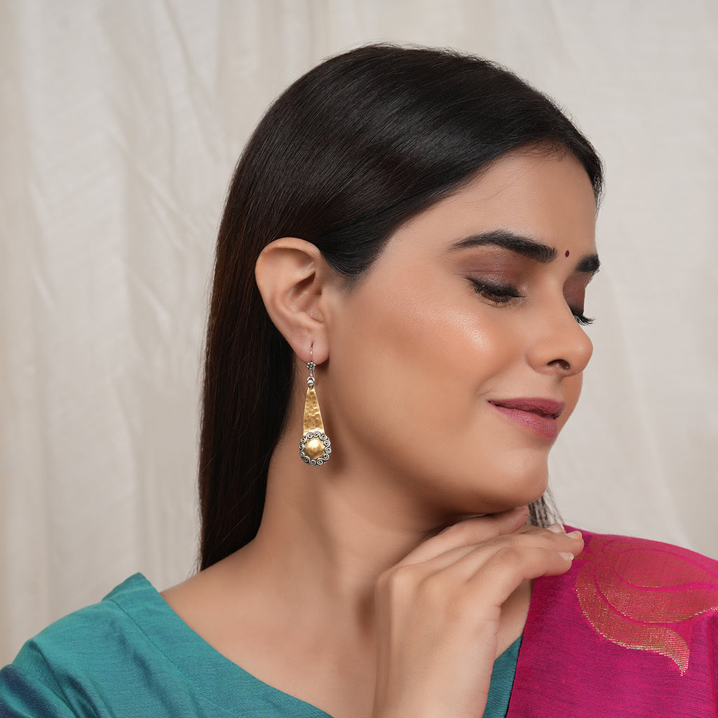 Dual Tone Hammered Earrings