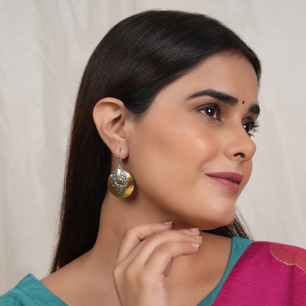 Dual Tone Fish Hook Earrings