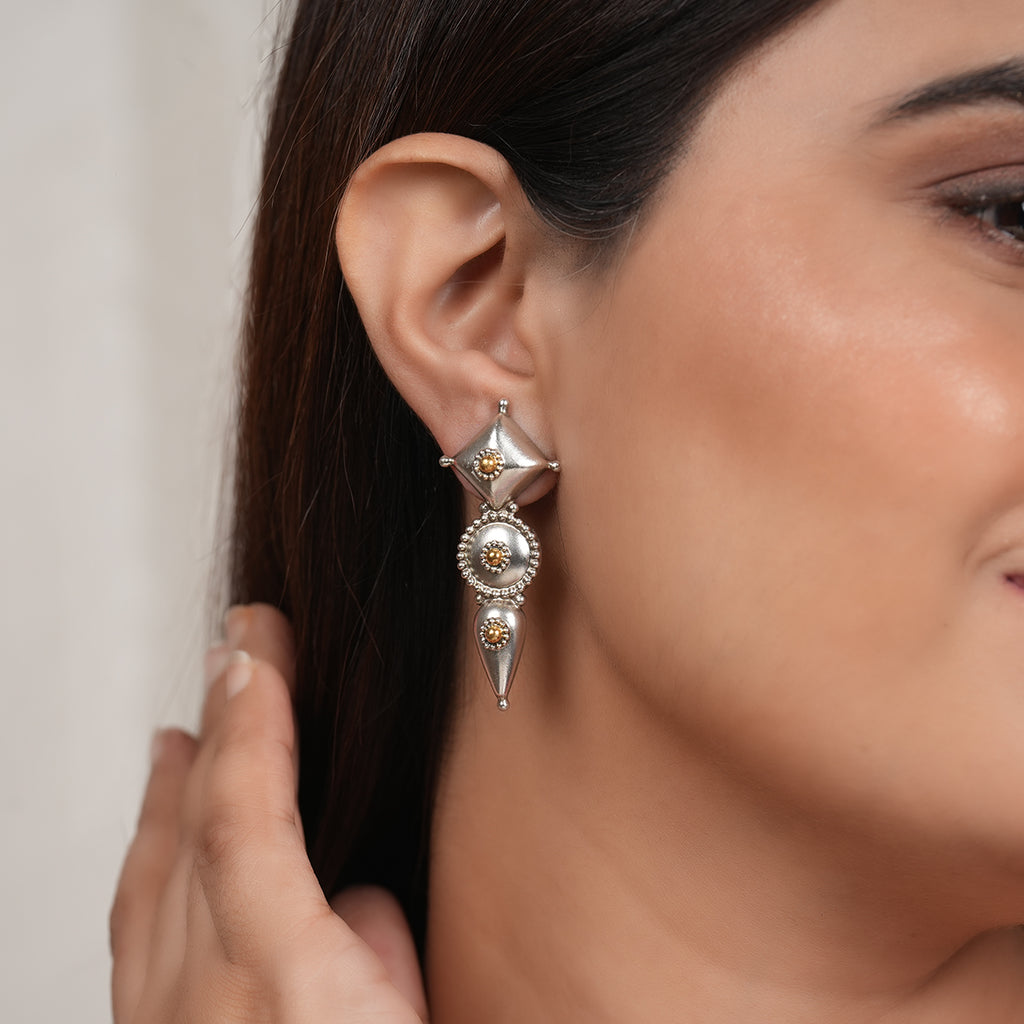 Dual Tone Dana Art Layered Earrings