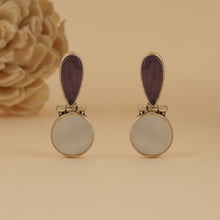 Load image into Gallery viewer, Amethyst with Mother of Pearl Drop Earrings