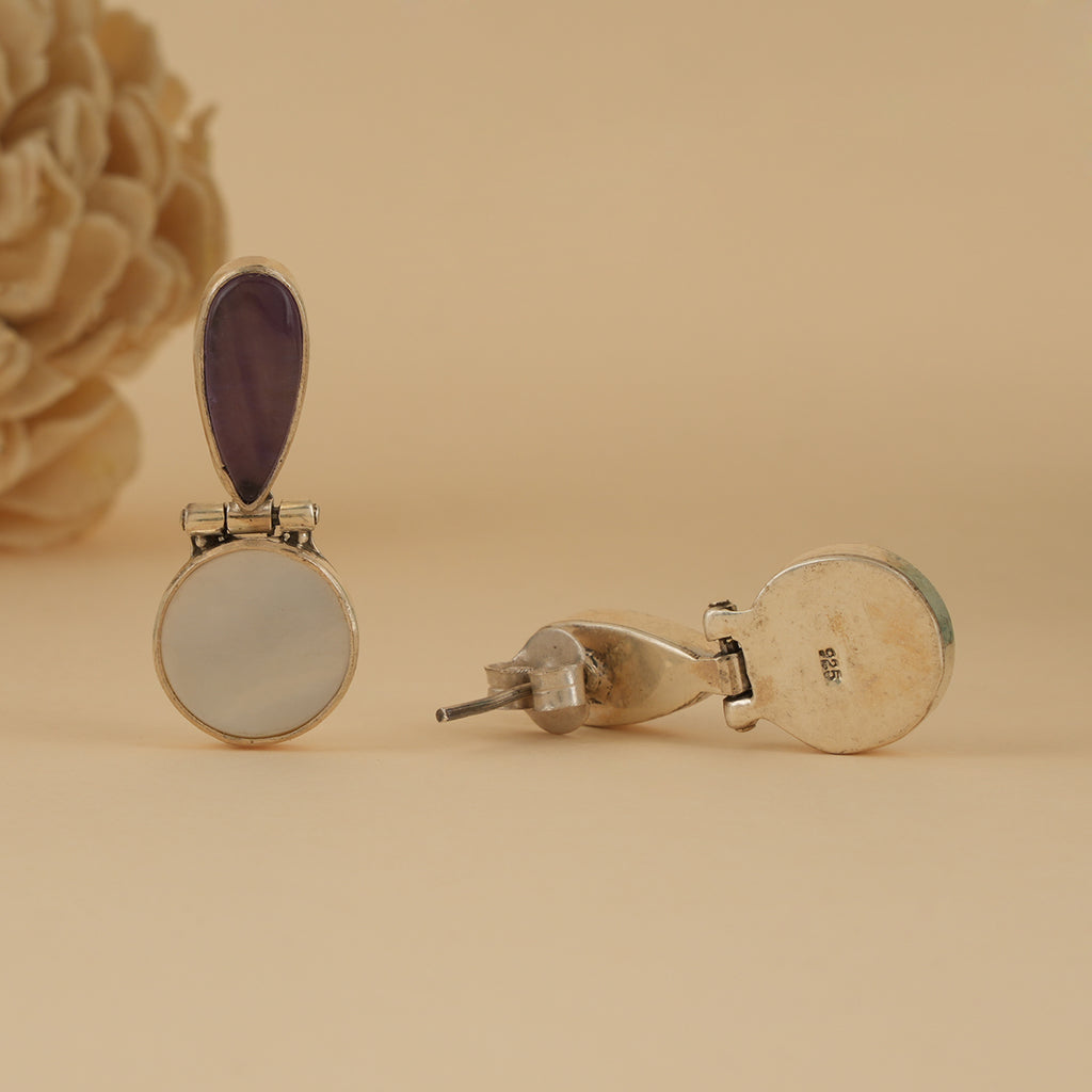 Amethyst with Mother of Pearl Drop Earrings