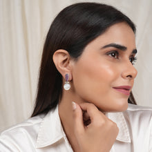 Load image into Gallery viewer, Amethyst with Mother of Pearl Drop Earrings