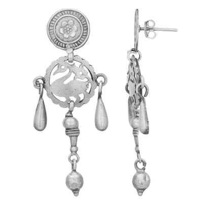 Antique Silver Peacock Earrings