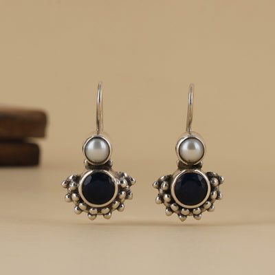 Black & White Silver Earrings