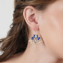 Load image into Gallery viewer, Blue Kundan Festive Earrings
