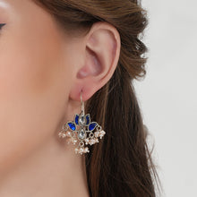 Load image into Gallery viewer, Blue Kundan Festive Earrings