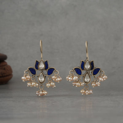 Blue Kundan Festive Earrings