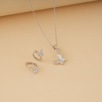 Butterfly Hoops Pendant Set
