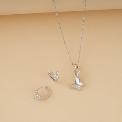 Butterfly Hoops Pendant Set