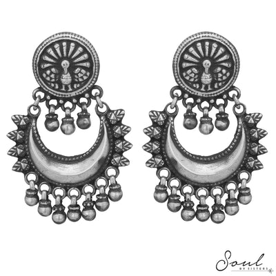 Chaand Baalis with Peacock Studs