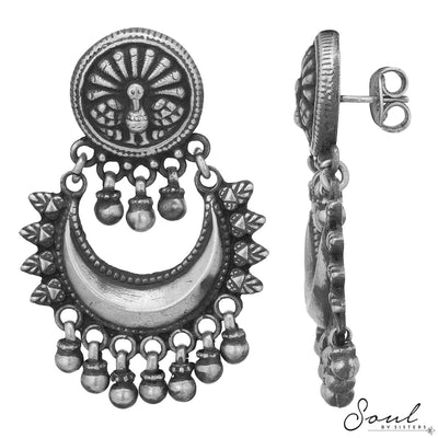 Chaand Baalis with Peacock Studs