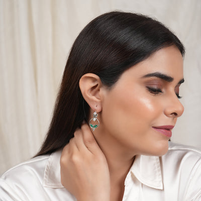 Chandrika Pearl & Green Zircon Earrings