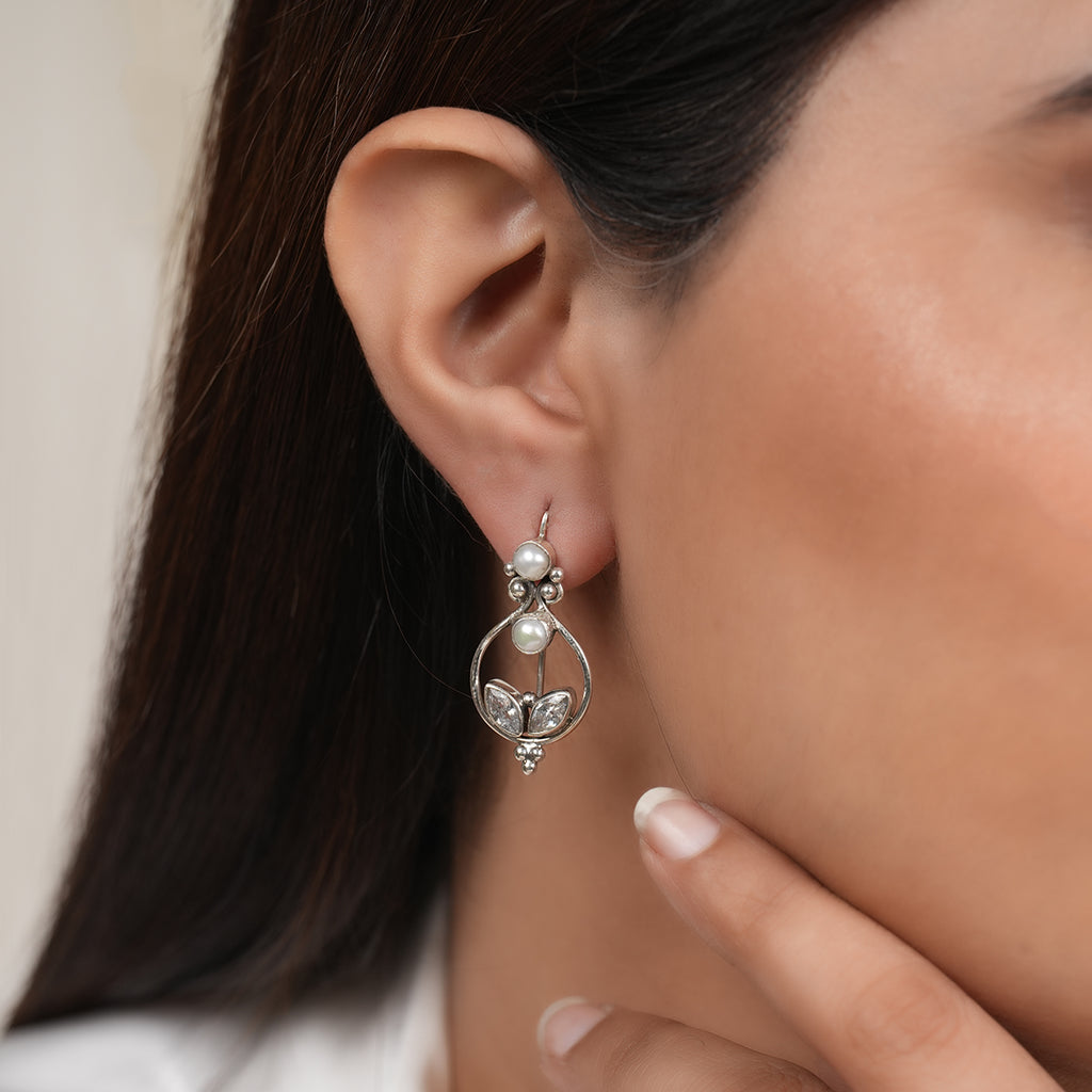 Chandrika Pearl & Zircon Earrings
