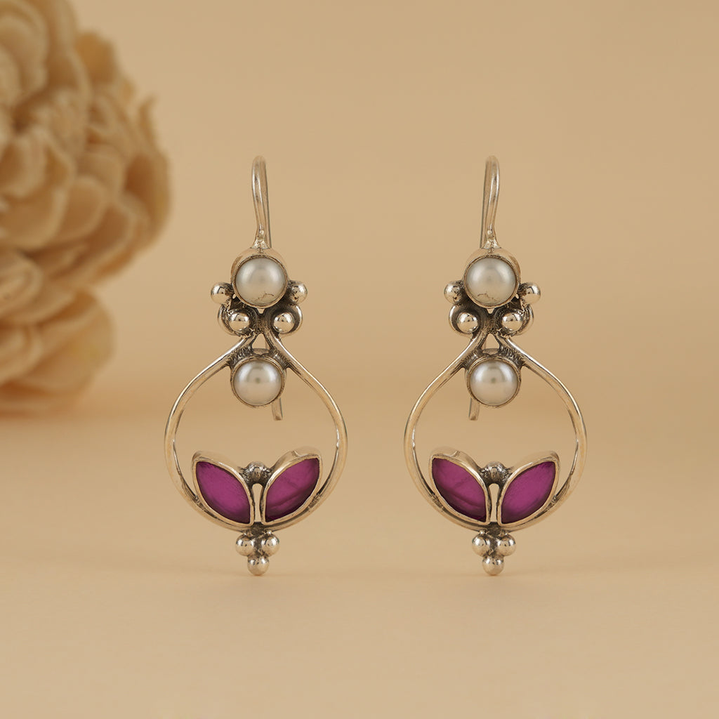 Chandrika Pearl & Pink Zircon Earrings
