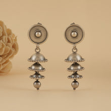 Load image into Gallery viewer, Layered Silver Jhumki Stud Earrings
