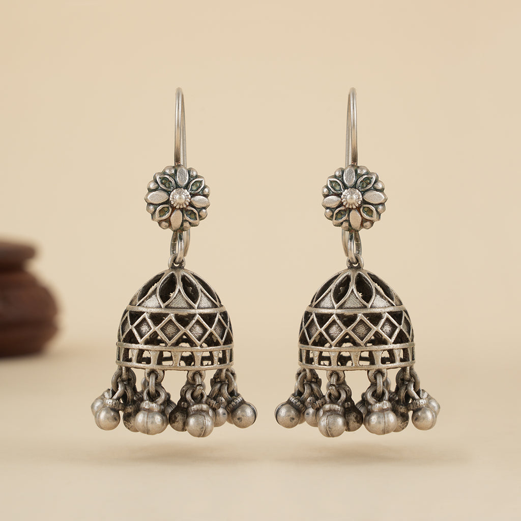 Mughal Jaali Silver Jhumkis