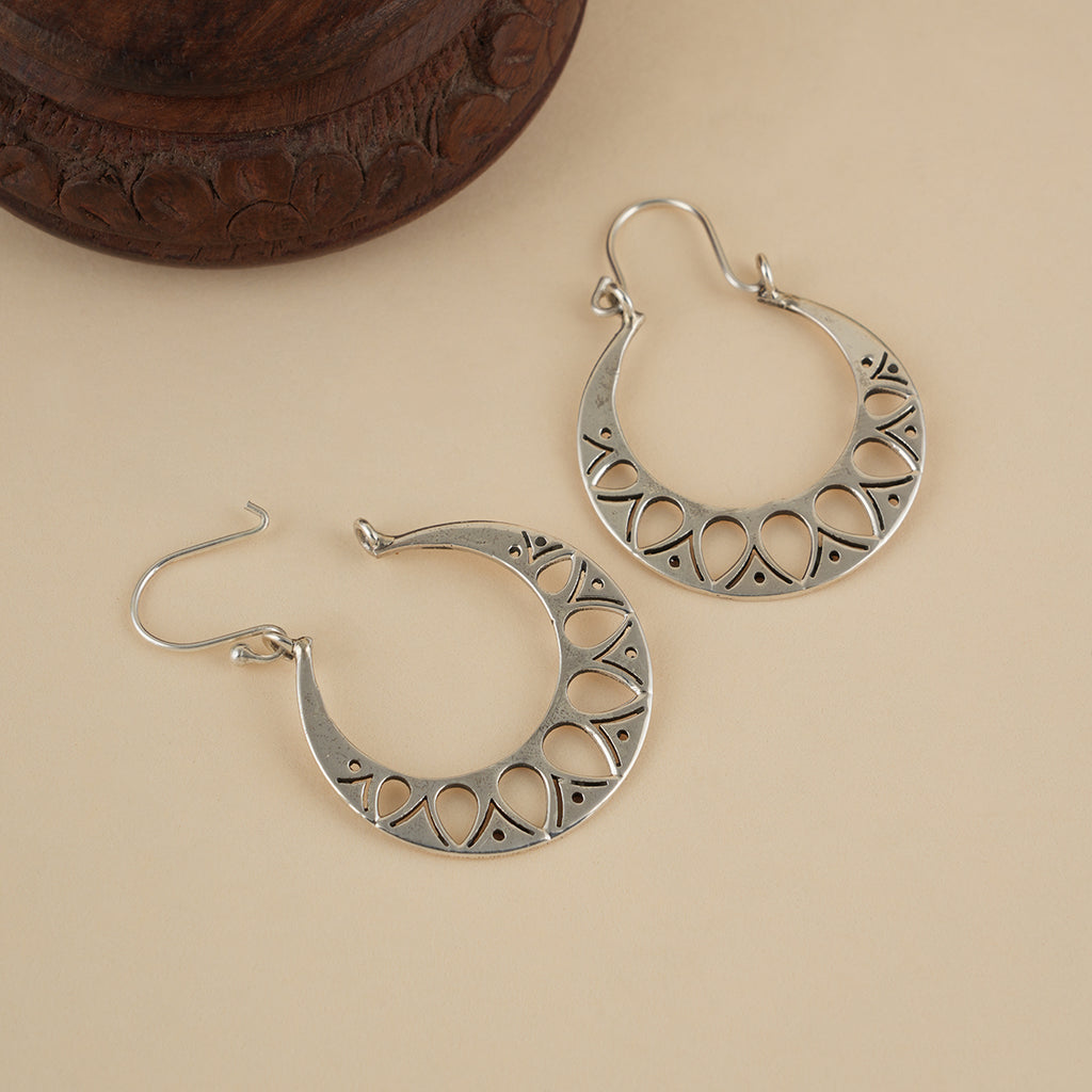 Silver Cutwork Hoop Earrings