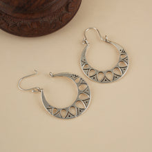 Load image into Gallery viewer, Silver Cutwork Hoop Earrings