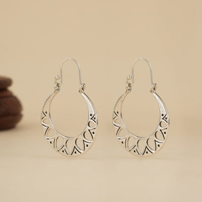 Silver Cutwork Hoop Earrings