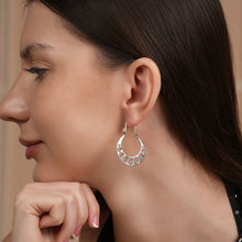 Load image into Gallery viewer, Silver Cutwork Hoop Earrings