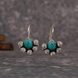 Dainty Turquoise & Zircon Silver Earrings