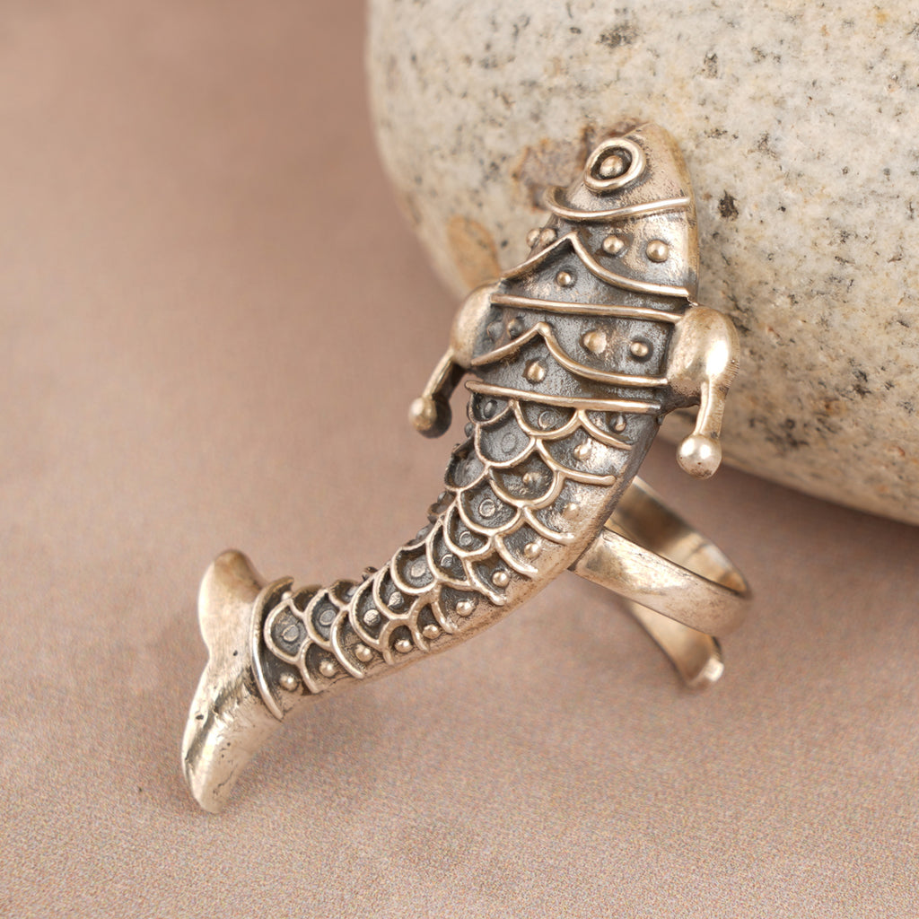 Long Silver Fish Ring