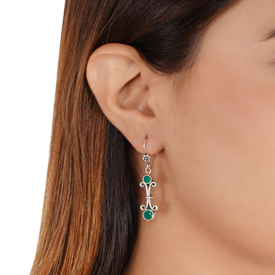 Emerald Silver Earrings
