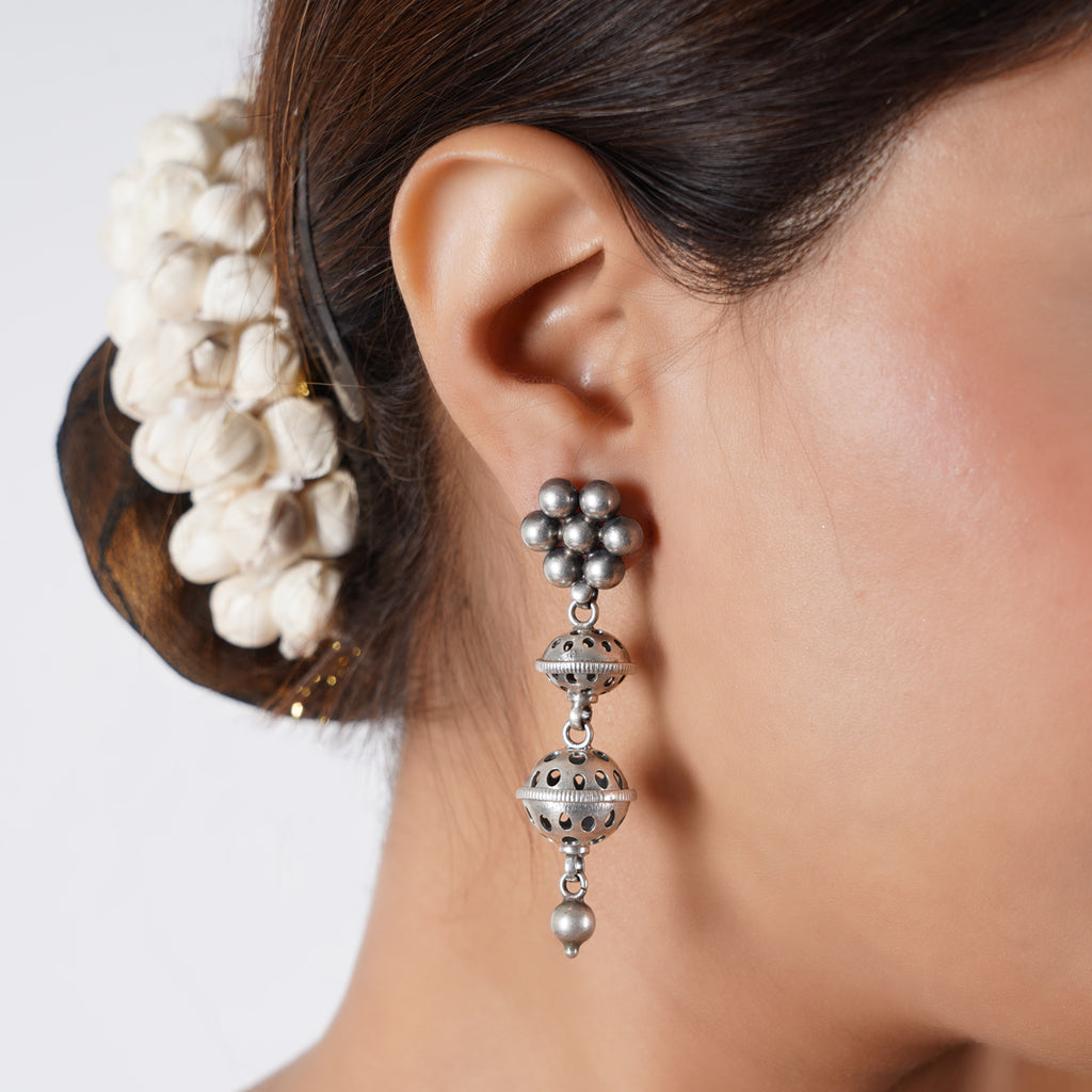Tribal Silver Layered Earrings