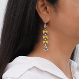 Yellow Tribal Silver Glass Earrings