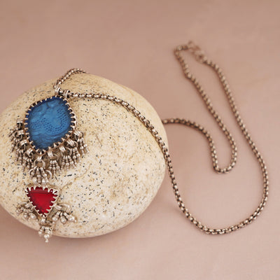 Tribal Glass Silver Pendant