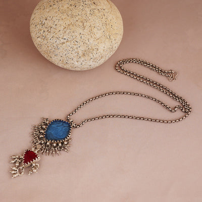 Tribal Glass Silver Pendant