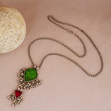 Tribal Glass Silver Pendant
