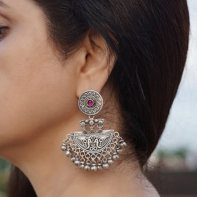 Silver Peacock Earrings