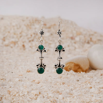 Emerald Silver Earrings