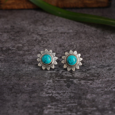 Flower Turquoise Studs