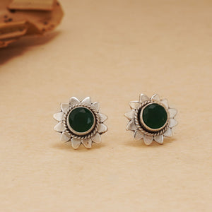 Flower Emerald Studs