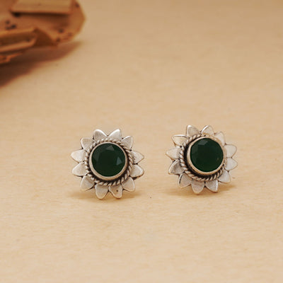 Flower Emerald Studs